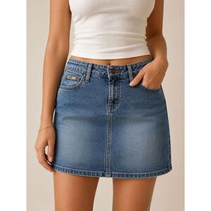 Vintage Y2K LEI Juniors Denim Mini Skirt 11 Blue Stretch Jean Skirt Low Rise